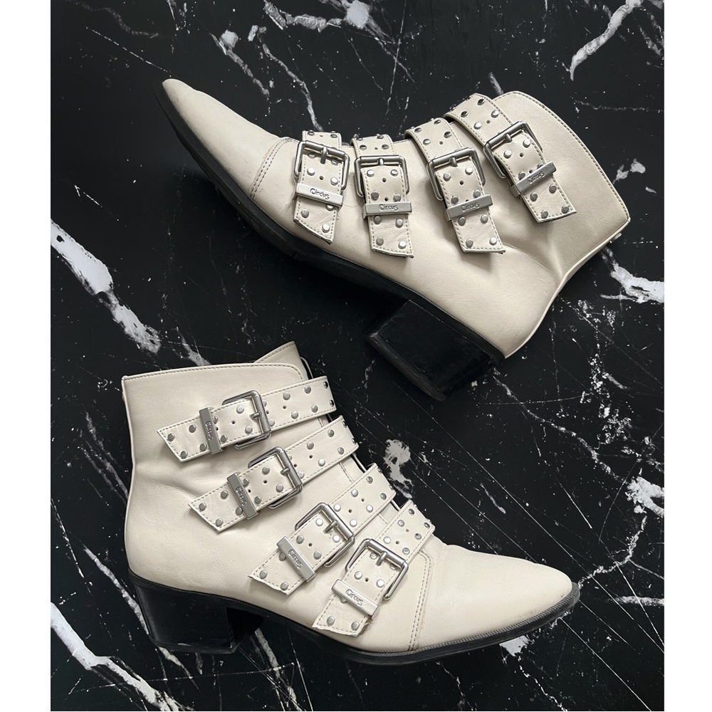 Sam Edelman Ivory Buckle Booties